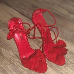 Red Wrap around heels